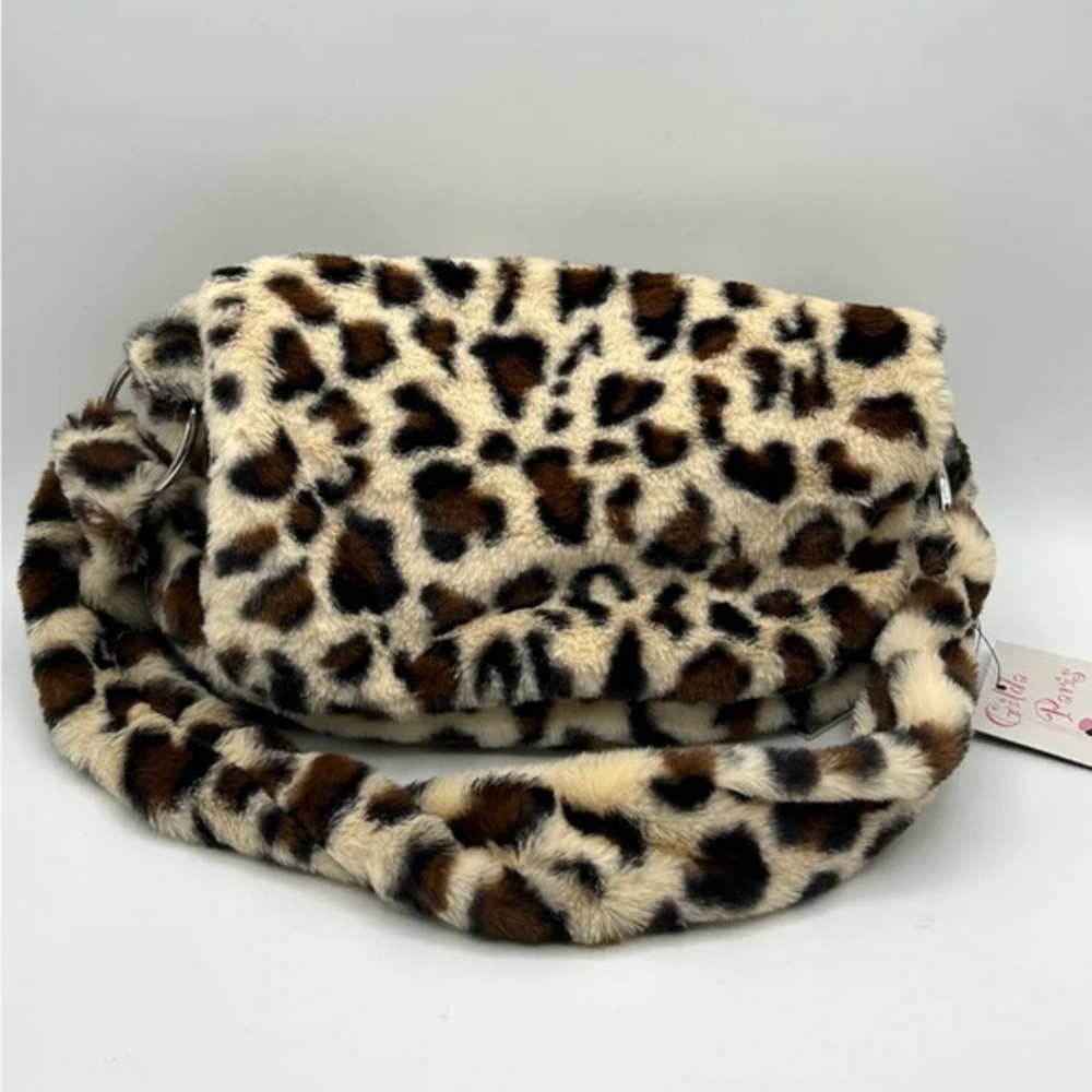 Leopard Print Faux Fur Shoulder Bag